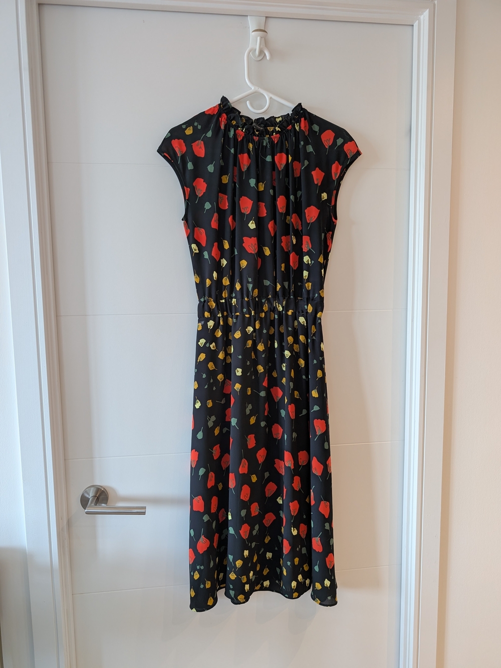 Banana republic Black Dress with Red and Yellow Floral Motif